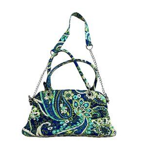 Vera Bradley Rhythm and Blues‎ Purse Shoulder Handbag Paisley Removable Chain